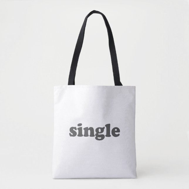 "single" mörk grått brev vit tygkasse (Framsida)