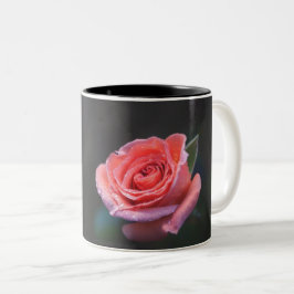 Single Pink Rose Två-Tonad Mugg
