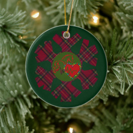 Single Plaid Snowflake Julgransprydnad Keramik