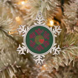 Single Plaid Snowflake Snöflinga Pewter Julgransprydnad