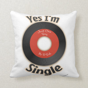 Single Record Flirty Retro Music Tecknad Slogan Kudde
