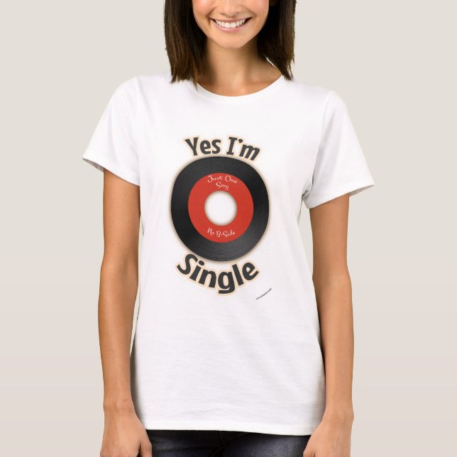 Single Record Flirty Retro Music Tecknad Slogan Tee (Framsida)