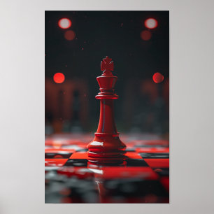 Single Red Kung Chess Biet Poster