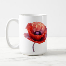 Single Red Poppy Flower Kaffemugg