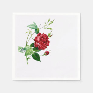 Single Red Redoute Ro på Eggshell Napkins Pappersservett