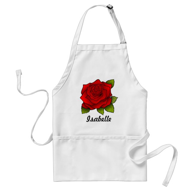 Single Red Rose Art Personalised Förkläde (Framsidan)