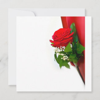 Single Red Rose – Floral White Background Inbjudningar