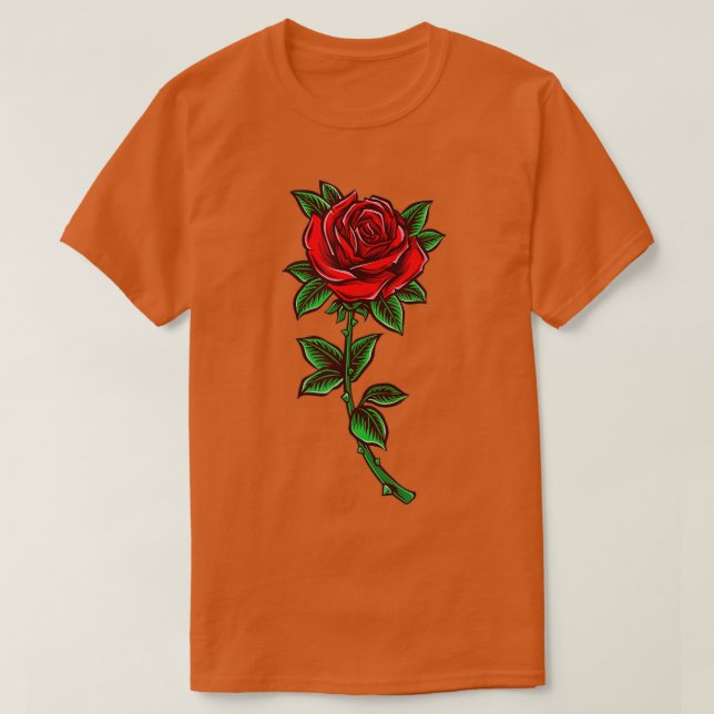 Single Red Rose Flower Romantic Love  T Shirt (Design framsida)