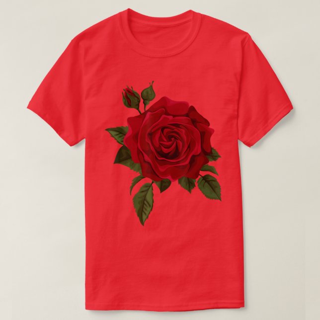 Single Red Roses Flower of Cute Red Roses Flower G T Shirt (Design framsida)