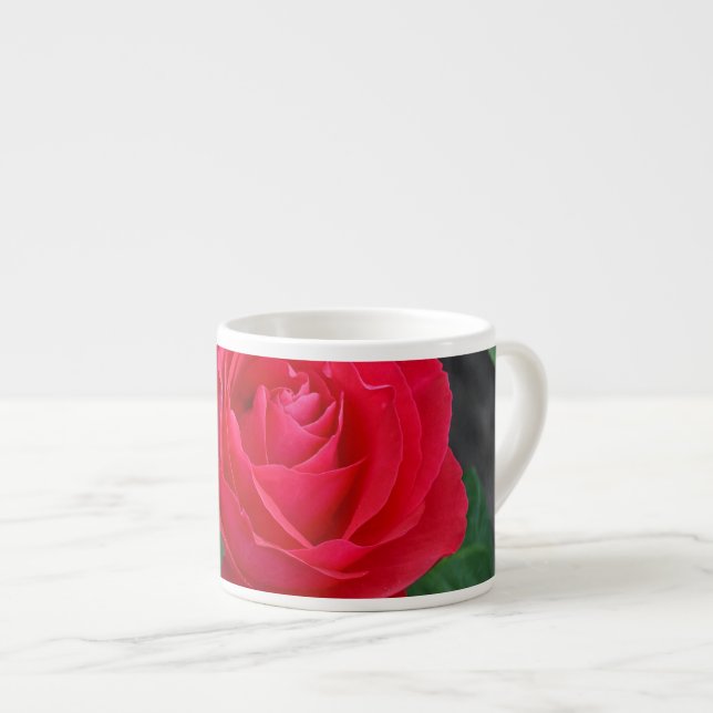 Single röd ros espressomugg (Framsida höger)