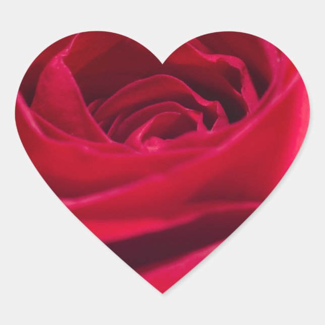 Single Röd ros Hjärtformat Klistermärke (Framsida)