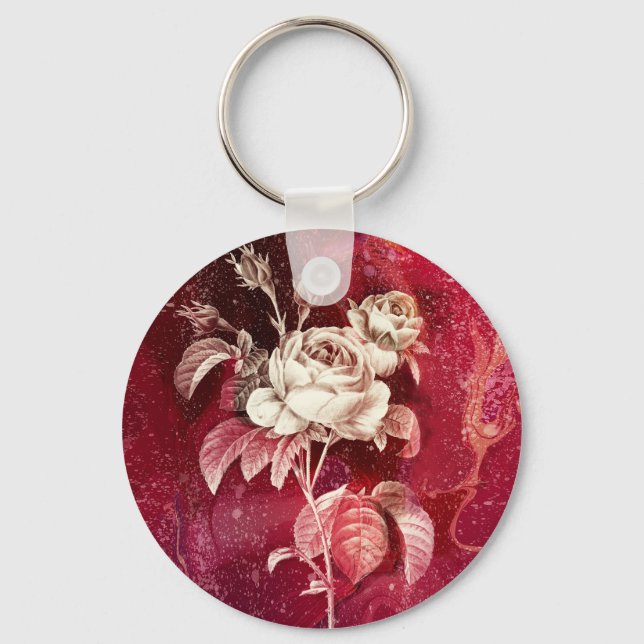 SINGLE ROSE  on Red Background Nyckelring (Framsida)