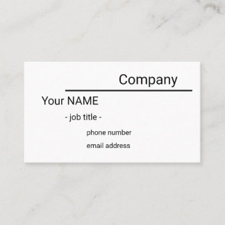 single sided simple white business card visitkort