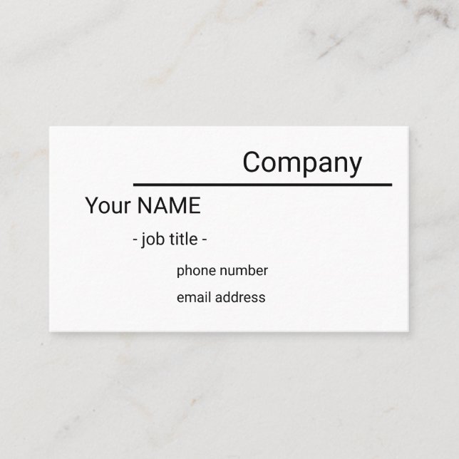 single sided simple white business card visitkort (Framsida)