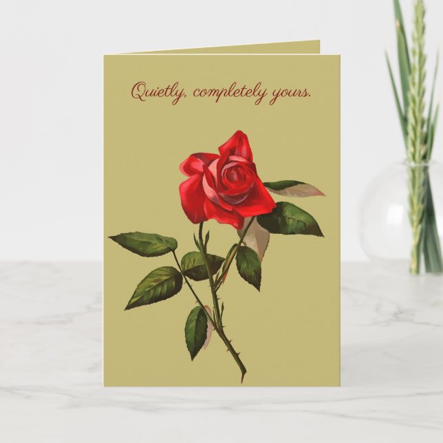 Single Stem Red Rose Isolated Vector Art Kort (Framsida)