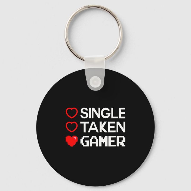 Single Taken Gamer Valentines Day Gaming Heart Fun Nyckelring (Framsida)