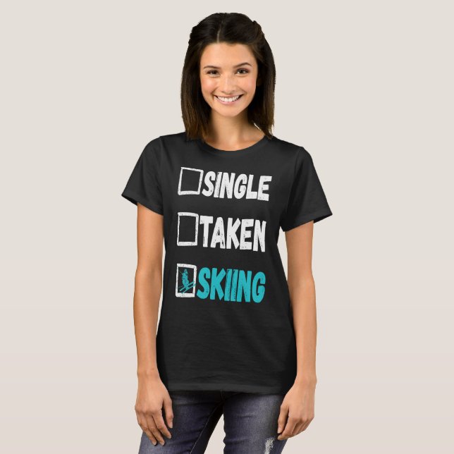 Single Taken Skiing Skier Winter Snö Sports T Shirt (Hel framsida)