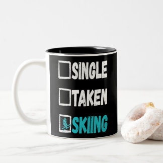 Single Taken Skiing Skier Winter Snö Sports Två-Tonad Mugg