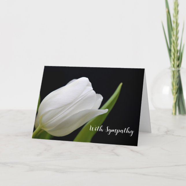 SINGLE WHITE ROSE SYMPATHY CARD TACK KORT (Framsida)