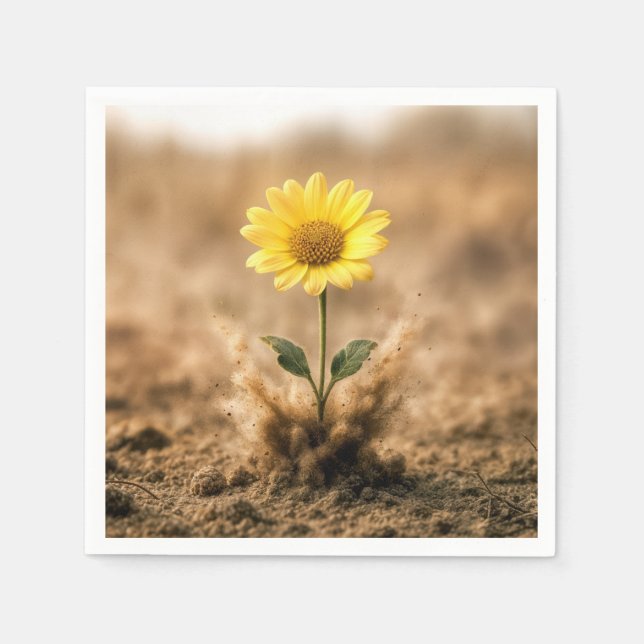 Single Yellow Daisy Bursting Out of Dirt Pappersservett (Framsidan)