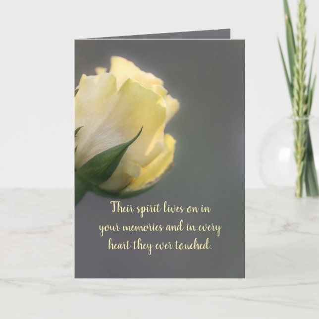 SINGLE YELLOW ROSE SYMPATHY CARD TACK KORT (Framsida)