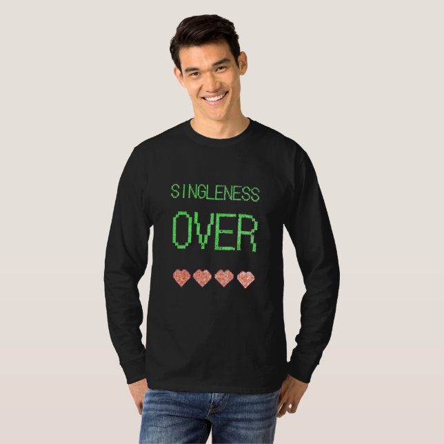 Singleness Over Celebration Love Hearts Fun Design T Shirt (Hel framsida)