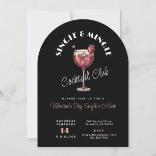 Singles Mixer Valentines Day Cocktail Party Arch Inbjudningar