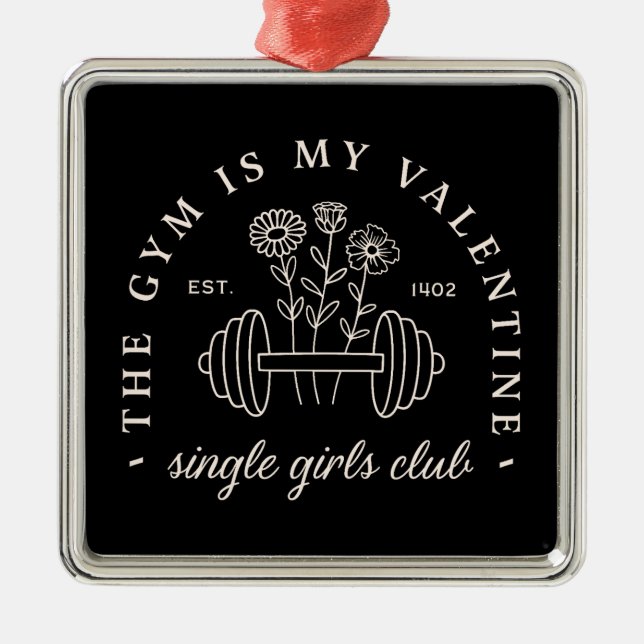 Singles Valentines dagar viktlyftande gym-flickor Julgransprydnad Metall (Framsidan)