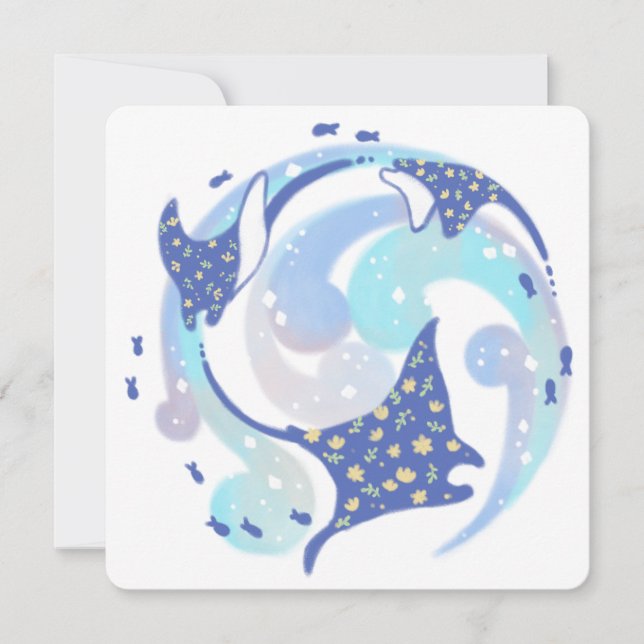 Singray in Ocean Illustration Inbjudningar (Framsida)