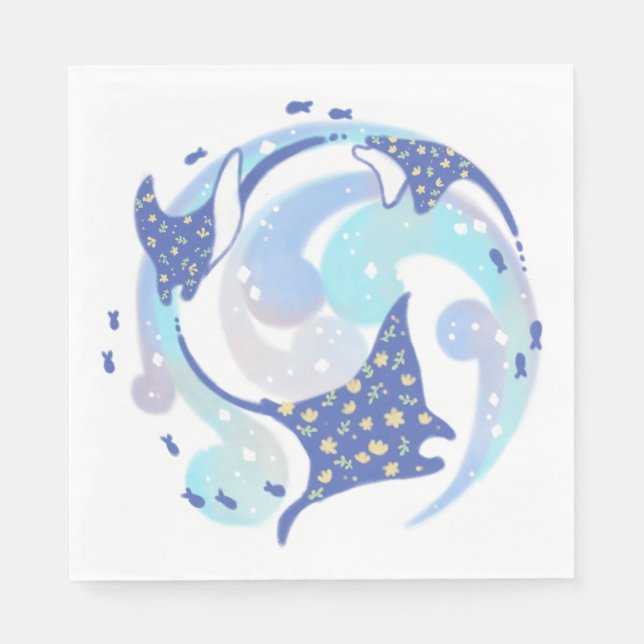 Singray in Ocean Illustration Pappersservett (Framsidan)