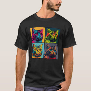 Singura Kat Pop Illustration Colorful Animal T Shirt