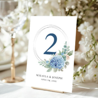 SINI Blue Hydrangea Bordsnummer Card