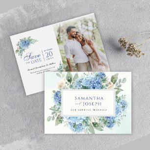 SINI Blue Hydrangea sparar datumet med fotokortet Spara Datumet