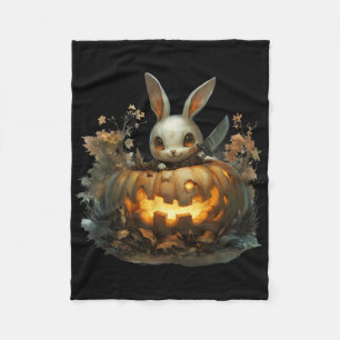 Sinister Bunny Mayhem Creepy Halloween Bunny Pumpk Fleecefilt