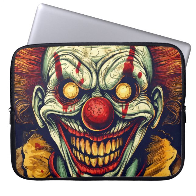 Sinister Carnival Clown Illustration Art Laptop Fodral (Framsidan)