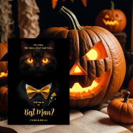 Sinister Cat's Glowing Yellow Eyes Best Man  Inbjudningar