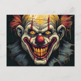 Sinister Funhouse Sideshow Clown Illustration Vykort