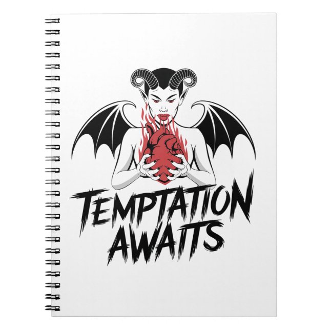 Sinister Gothic Demon Design - Temptation Awaits Anteckningsbok (Framsidan)