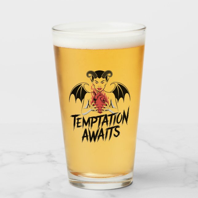Sinister Gothic Demon Design - Temptation Awaits Glaskopp (Framsida fylld)
