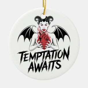 Sinister Gothic Demon Design - Temptation Awaits Julgransprydnad Keramik