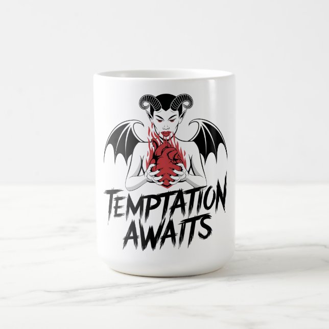 Sinister Gothic Demon Design - Temptation Awaits Kaffemugg (Center)