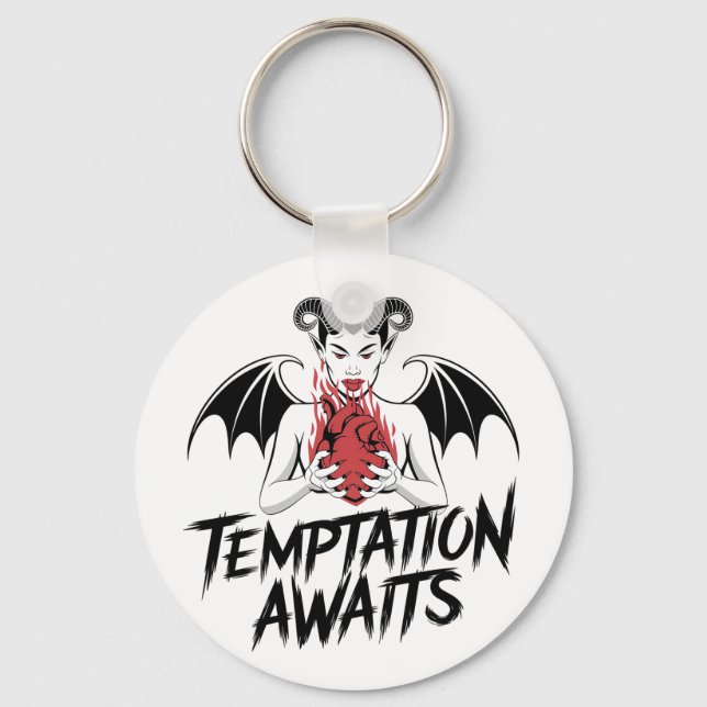 Sinister Gothic Demon Design - Temptation Awaits Nyckelring (Framsida)