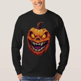 Sinister Grinning Pumpkin Head T Shirt