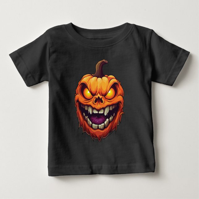 Sinister Grinning Pumpkin Head T Shirt (Framsida)