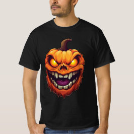 Sinister Grinning Pumpkin Head T Shirt