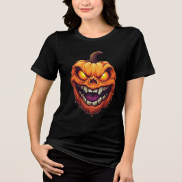 Sinister Grinning Pumpkin Head T Shirt