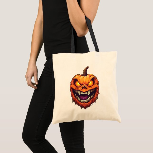 Sinister Grinning Pumpkin Head Tygkasse (Framsida (produkt))