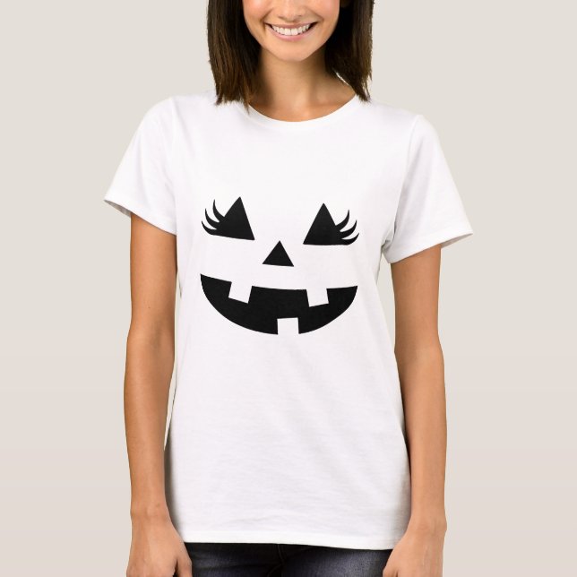 Sinister Halloween Pumpkin Ansikte Design med onds T Shirt (Framsida)