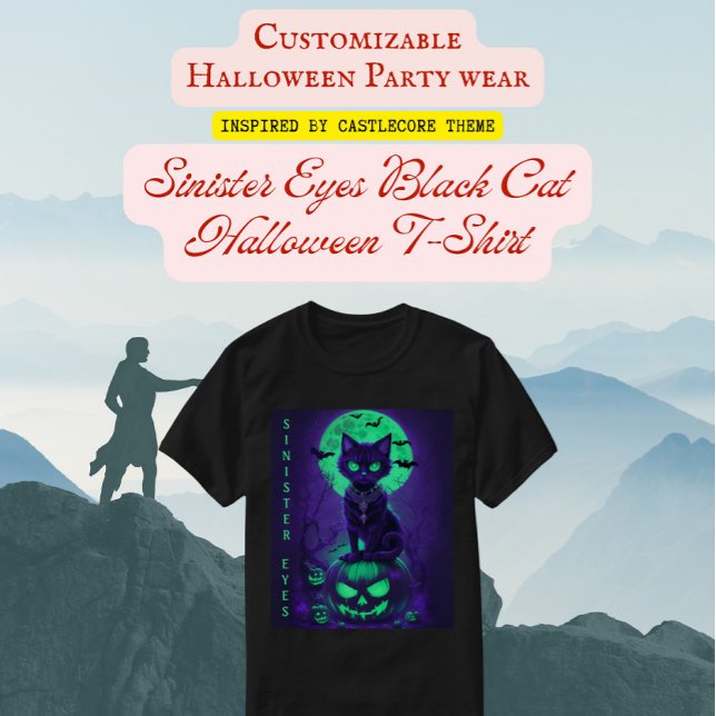 Sinister Ögon Black Cat Halloween T Shirt (Skapare uppladdad)