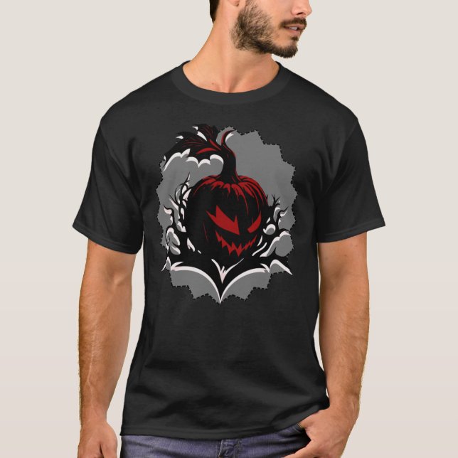 Sinister Pumpkin Spooky Anpassningsbar T Shirt (Framsida)